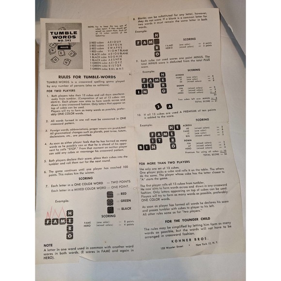 Vintage 1963 Tumble Words The Crossword Board Game Kohner Rare Complete - Picture 2 of 11